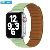 Silicone/Leather Link For Apple watch band 40mm 44mm 42mm 38mm 42 mm 1:1 Magnetic Loop bracelet iWatch series 6 5 4 3 SE strap