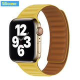 Silicone/Leather Link For Apple watch band 40mm 44mm 42mm 38mm 42 mm 1:1 Magnetic Loop bracelet iWatch series 6 5 4 3 SE strap