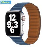 Silicone/Leather Link For Apple watch band 40mm 44mm 42mm 38mm 42 mm 1:1 Magnetic Loop bracelet iWatch series 6 5 4 3 SE strap