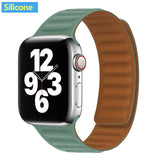 Silicone/Leather Link For Apple watch band 40mm 44mm 42mm 38mm 42 mm 1:1 Magnetic Loop bracelet iWatch series 6 5 4 3 SE strap