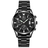 Quartz Wristwatch Luminous HEZHUKEJI Men's Watches Classic Calendar Mens Business Steel Watch Relogio Masculino Popular Saati Ho