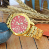 2021 New Brand 3 Eyes Gold Geneva Casual Quartz Watch Women Stainless Steel Dress Watches Relogio Feminino Ladies Clock Hot Sale