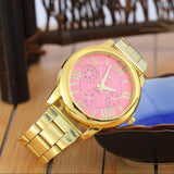 2021 New Brand 3 Eyes Gold Geneva Casual Quartz Watch Women Stainless Steel Dress Watches Relogio Feminino Ladies Clock Hot Sale