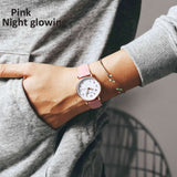 Luminous Watch Night Glowing Women Cute Leather Watches Simple Small Dial Quartz Clock Watch Wrist for Girls
