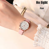 Luminous Watch Night Glowing Women Cute Leather Watches Simple Small Dial Quartz Clock Watch Wrist for Girls