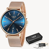 LIGE 2021 New Gold Watch Women Watches Ladies Creative Steel Women's Bracelet Watches Female Waterproof Clock Relogio Feminino