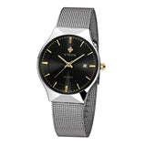 Top Brand Luxury WWOOR Men's Watches Stainless Steel Band Analog Display Quartz Wrist Watch Ultra Thin Dial Fashion Dress Watch