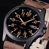 Men's Date Arabic Numerals Dial Faux Leather Band Sport Quartz Wrist Watch