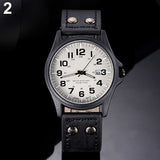 Men's Date Arabic Numerals Dial Faux Leather Band Sport Quartz Wrist Watch