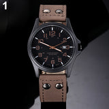 Men's Date Arabic Numerals Dial Faux Leather Band Sport Quartz Wrist Watch