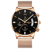 Rose Gold Color Men Watch Luxury Top Brand Men's Watch Fashion Dress New Military Quartz Wristwatch Hot Clock Male Sport NIBOSI