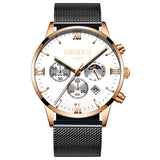 Rose Gold Color Men Watch Luxury Top Brand Men's Watch Fashion Dress New Military Quartz Wristwatch Hot Clock Male Sport NIBOSI