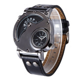 Top Brand Luxury OULM Men Watches Stainless Steel Big Face Dual Time  Leather Quartz Watch Men's Watches Relogio Masculino