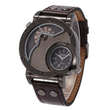 Top Brand Luxury OULM Men Watches Stainless Steel Big Face Dual Time  Leather Quartz Watch Men's Watches Relogio Masculino
