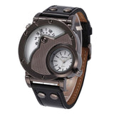 Top Brand Luxury OULM Men Watches Stainless Steel Big Face Dual Time  Leather Quartz Watch Men's Watches Relogio Masculino