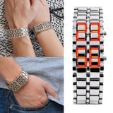 Lava Iron Samurai Men's Watch Luxury Stainless Steel Band LED Watches Men Sports Electronic Watch Led Digital Watch reloj hombre