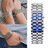 Lava Iron Samurai Men's Watch Luxury Stainless Steel Band LED Watches Men Sports Electronic Watch Led Digital Watch reloj hombre