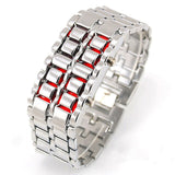 Lava Iron Samurai Men's Watch Luxury Stainless Steel Band LED Watches Men Sports Electronic Watch Led Digital Watch reloj hombre