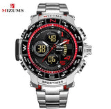 Mizums Brand Quartz Watch Men's Sport Watches Men Steel Band Military Clock Waterproof Gold LED Digital Watch Relogio Masculino