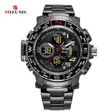 Mizums Brand Quartz Watch Men's Sport Watches Men Steel Band Military Clock Waterproof Gold LED Digital Watch Relogio Masculino