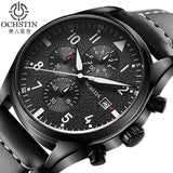 OCHSTIN Watch Men Business Chronograph Luminous Waterproof Wristwatch Mens Luxury Brand Leather Quartz Sport Relogio Masculino