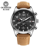 OCHSTIN Watch Men Business Chronograph Luminous Waterproof Wristwatch Mens Luxury Brand Leather Quartz Sport Relogio Masculino