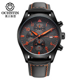 OCHSTIN Watch Men Business Chronograph Luminous Waterproof Wristwatch Mens Luxury Brand Leather Quartz Sport Relogio Masculino